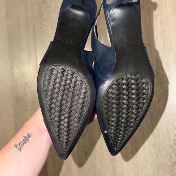 Cole Haan Navy Pointed Toe Slingback Pumps - Picture 6 of 8
